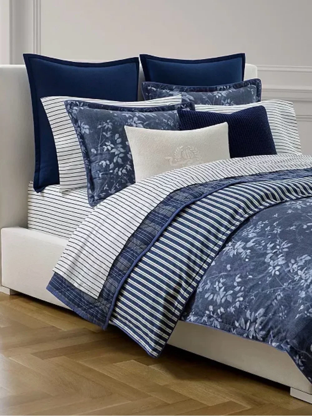 RALPH LAUREN Caterina Reversible 3-Pc Duvet Cover Set King Navy Multi $470
